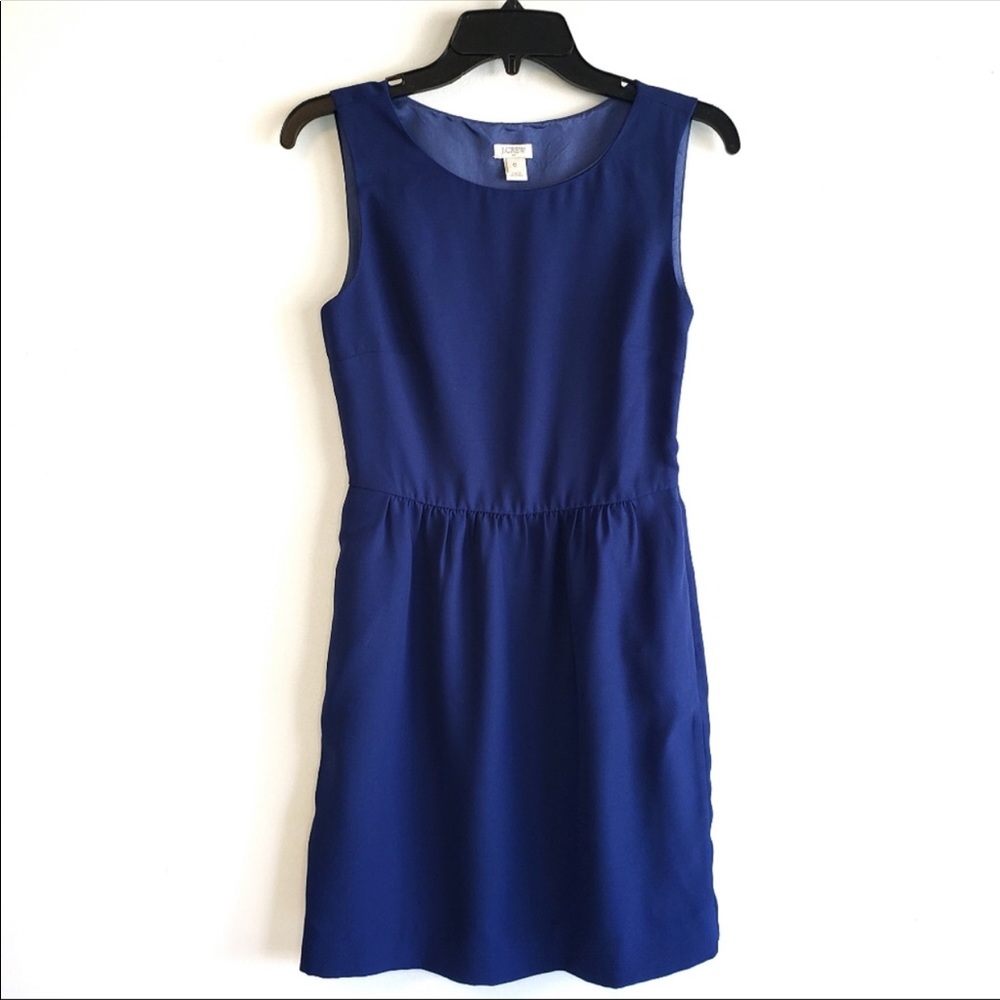 J Crew Factory Sleeveless Ruched Blue Dress Size 0